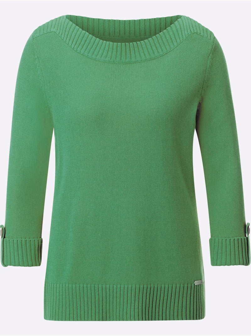 Pull à Manches 3/4 50% Coton - Taille Standard - Witt Vert clair - Kiabi