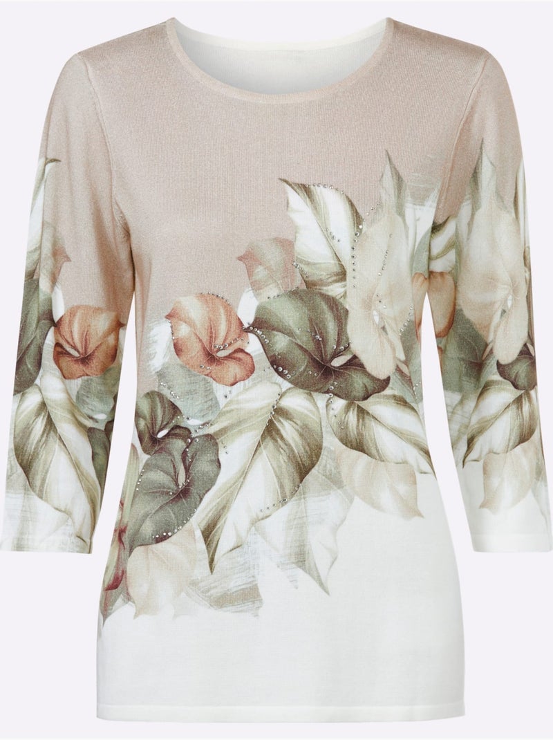 Pull à Manches 3/4 60% Viscose - Taille Standard - Witt Gris Ecru - Kiabi
