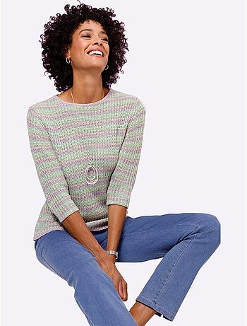 Pull à Manches 3/4 Aspect Grosses Mailles - Taille Standard - Moda Vilona