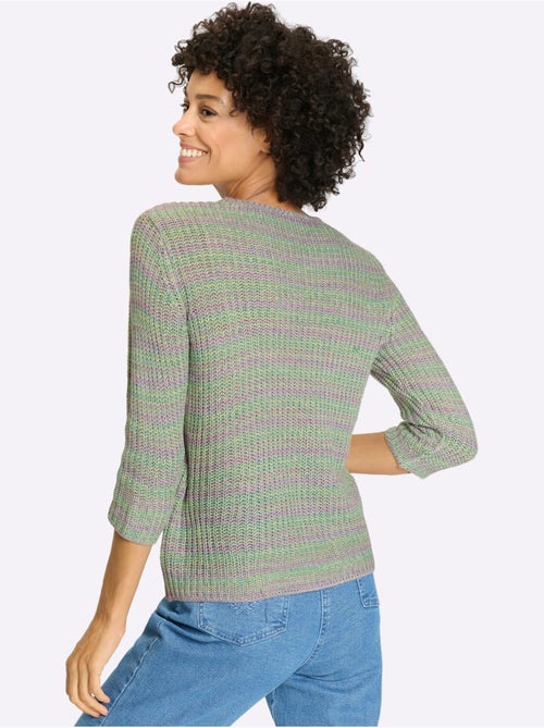Pull à manches 3/4 avec aspect grosse maille et motif chiné - Taille standard - Moda Vilona - Kiabi Pull à manches 3/4 avec aspect grosse maille et motif chiné - Taille standard - Moda Vilona - Kiabi
