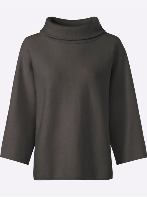 Pull à manches 3/4 avec col à revers en maille doux et chaud - Taille standard - Helline - Kiabi Pull à manches 3/4 avec col à revers en maille doux et chaud - Taille standard - Helline - Kiabi