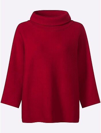 Pull à manches 3/4 avec col à revers en maille doux et chaud - taille standard - helline