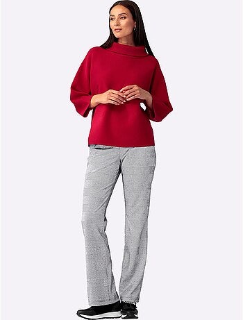 Pull à manches 3/4 avec col à revers en maille doux et chaud - taille standard - helline