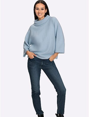 Pull à manches 3/4 avec col à revers en maille doux et chaud - taille standard - helline