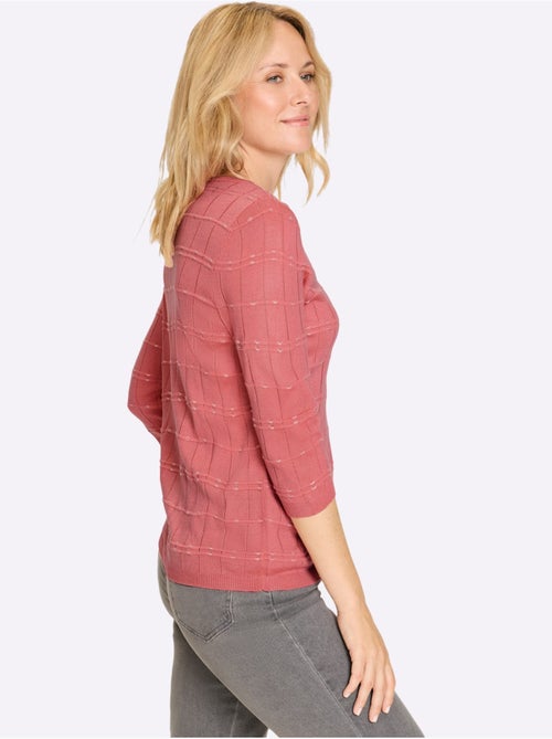Pull à manches 3/4 avec motif à carreaux et finitions côtelées - Taille standard - Moda Vilona - Kiabi Pull à manches 3/4 avec motif à carreaux et finitions côtelées - Taille standard - Moda Vilona - Kiabi
