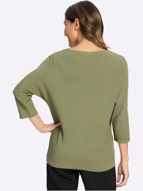 Pull à manches 3/4 coulisse et lien à nouer à la base - taille standard - moda vilona - Kiabi Pull à manches 3/4 coulisse et lien à nouer à la base - taille standard - moda vilona - Kiabi