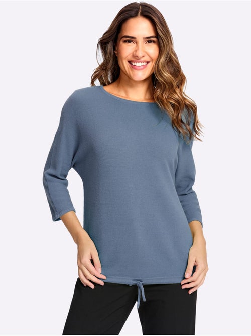Pull à manches 3/4 coulisse et lien à nouer à la base - taille standard - moda vilona - Kiabi Pull à manches 3/4 coulisse et lien à nouer à la base - taille standard - moda vilona - Kiabi