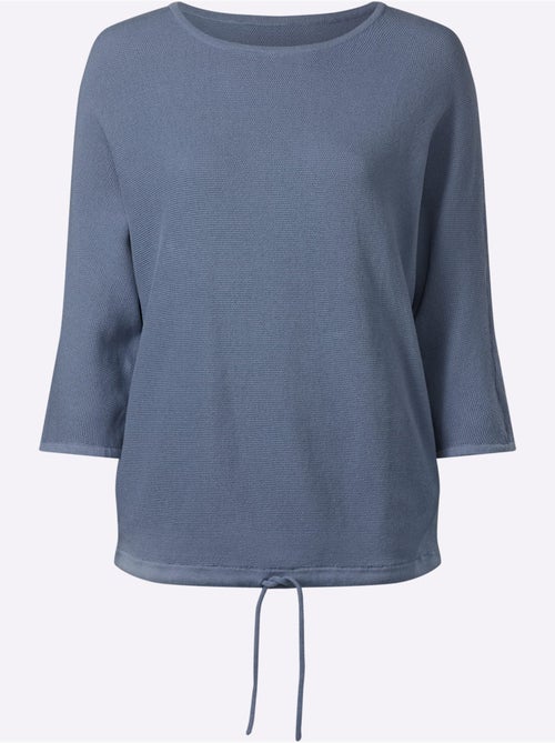 Pull à manches 3/4 coulisse et lien à nouer à la base - taille standard - moda vilona - Kiabi Pull à manches 3/4 coulisse et lien à nouer à la base - taille standard - moda vilona - Kiabi