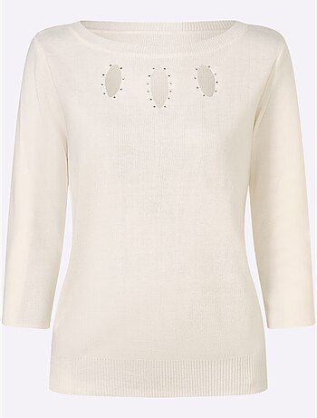 Pull à Manches 3/4 Découpes Raffinées - Taille Standard - Moda Vilona
