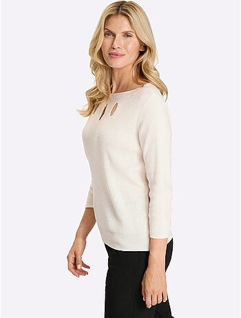Pull à Manches 3/4 Découpes Raffinées - Taille Standard - Moda Vilona
