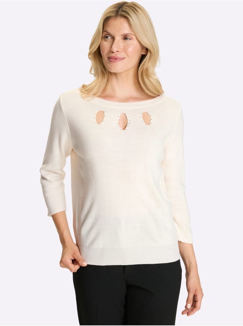 Pull à Manches 3/4 Découpes Raffinées - Taille Standard - Moda Vilona - Kiabi