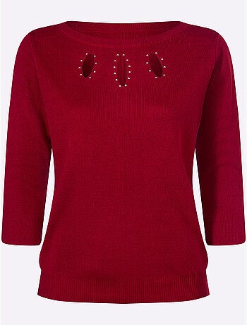 Pull à Manches 3/4 Découpes Raffinées - Taille Standard - Moda Vilona