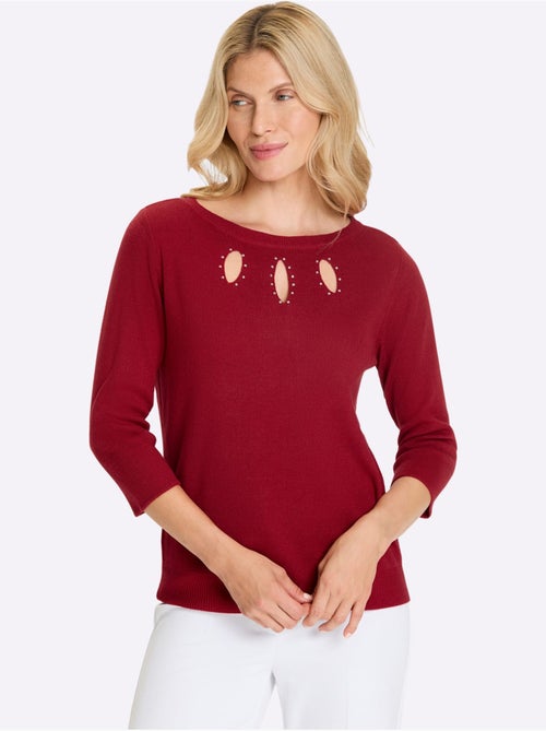 Pull à Manches 3/4 Découpes Raffinées - Taille Standard - Moda Vilona - Kiabi Pull à Manches 3/4 Découpes Raffinées - Taille Standard - Moda Vilona - Kiabi