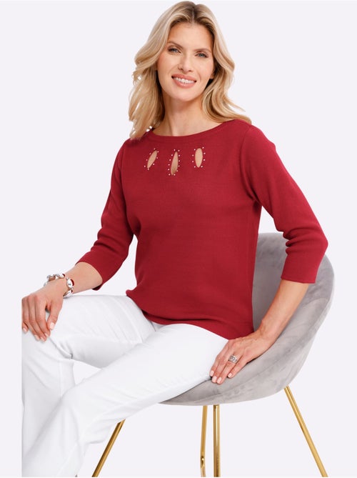 Pull à Manches 3/4 Découpes Raffinées - Taille Standard - Moda Vilona - Kiabi Pull à Manches 3/4 Découpes Raffinées - Taille Standard - Moda Vilona - Kiabi