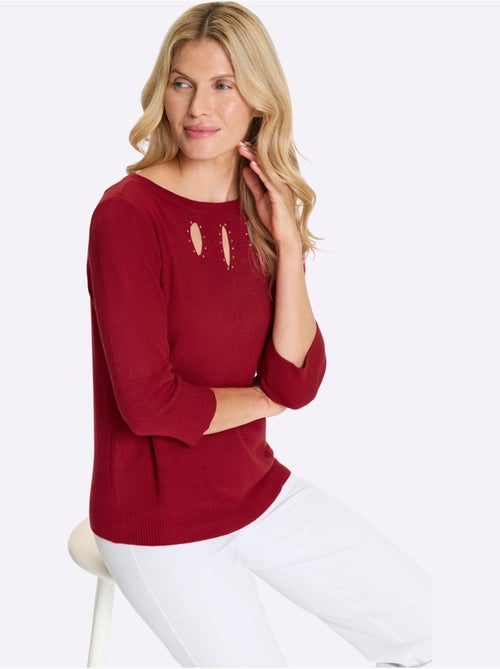 Pull à Manches 3/4 Découpes Raffinées - Taille Standard - Moda Vilona - Kiabi Pull à Manches 3/4 Découpes Raffinées - Taille Standard - Moda Vilona - Kiabi