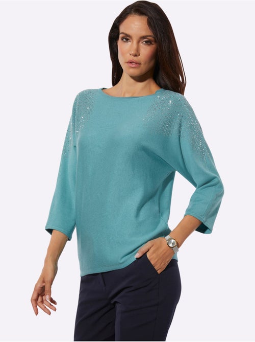 Pull à Manches 3/4 Encolure En U Féminine - Taille Standard - Helline - Kiabi Pull à Manches 3/4 Encolure En U Féminine - Taille Standard - Helline - Kiabi