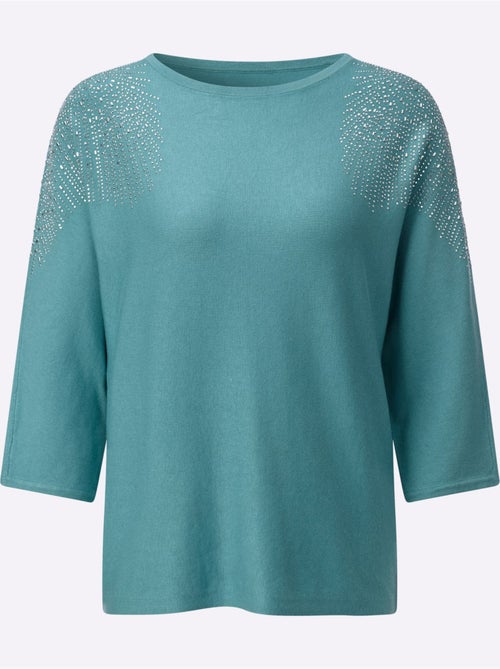 Pull à Manches 3/4 Encolure En U Féminine - Taille Standard - Helline - Kiabi Pull à Manches 3/4 Encolure En U Féminine - Taille Standard - Helline - Kiabi