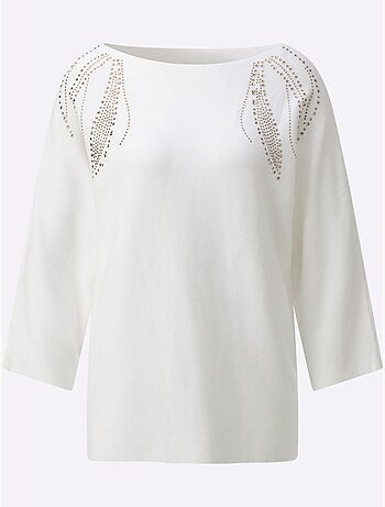 Pull à Manches 3/4 Encolure En U Féminine - Taille Standard - helline