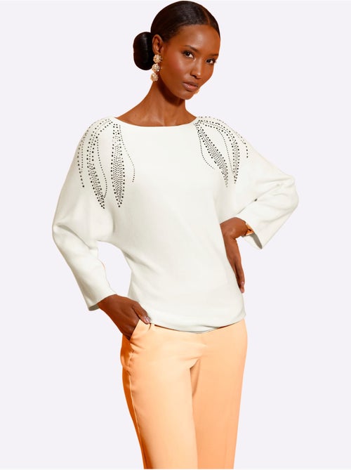 Pull à Manches 3/4 Encolure En U Féminine - Taille Standard - helline - Kiabi