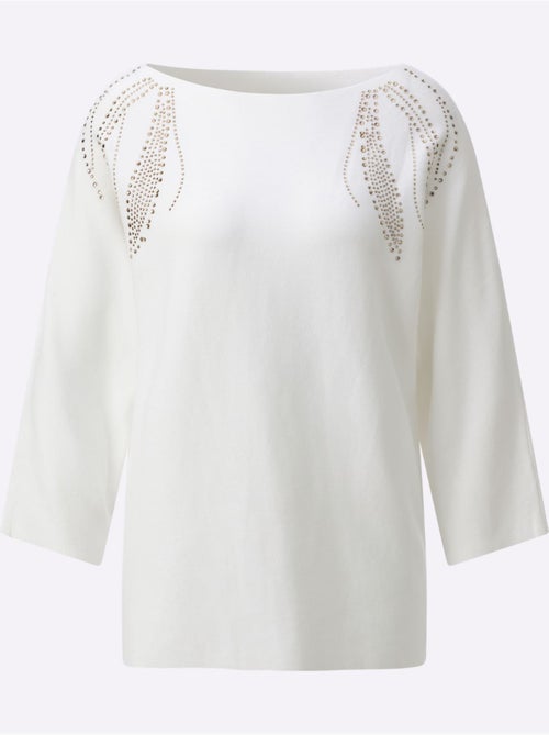 Pull à Manches 3/4 Encolure En U Féminine - Taille Standard - helline - Kiabi