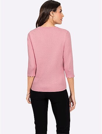 Pull à Manches 3/4 Fausse Patte De Boutonnage - Taille Standard - Witt