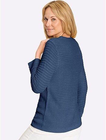 Pull à Manches 3/4 Finitions Côtelées - Taille Standard - Moda Vilona