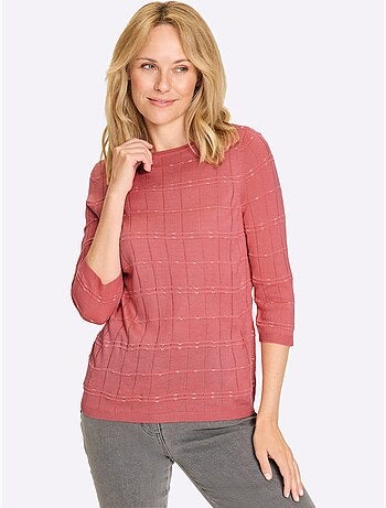 Pull à Manches 3/4 Finitions Côtelées - Taille Standard - Moda Vilona
