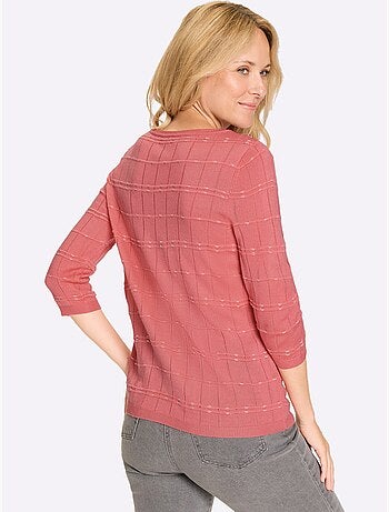 Pull à Manches 3/4 Finitions Côtelées - Taille Standard - Moda Vilona