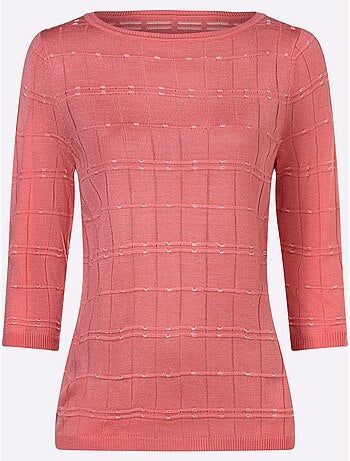 Pull à Manches 3/4 Finitions Côtelées - Taille Standard - Moda Vilona