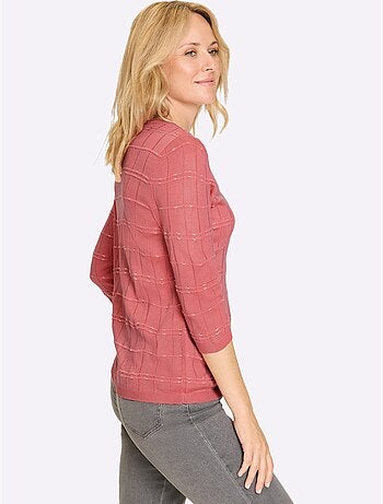Pull à Manches 3/4 Finitions Côtelées - Taille Standard - Moda Vilona