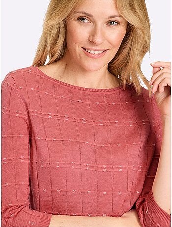 Pull à Manches 3/4 Finitions Côtelées - Taille Standard - Moda Vilona