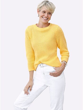 Pull à Manches 3/4 Finitions Côtelées - Taille Standard - Moda Vilona