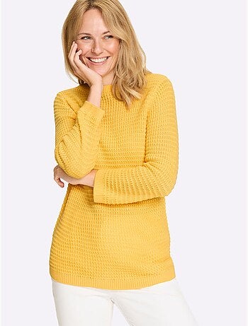 Pull à Manches 3/4 Finitions Côtelées - Taille Standard - Moda Vilona