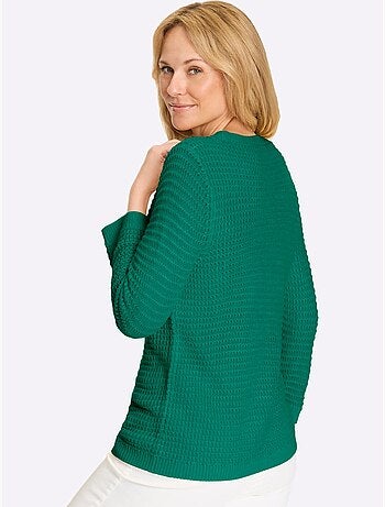 Pull à Manches 3/4 Finitions Côtelées - Taille Standard - Moda Vilona
