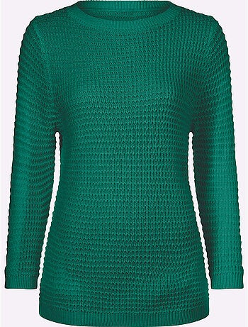 Pull à Manches 3/4 Finitions Côtelées - Taille Standard - Moda Vilona