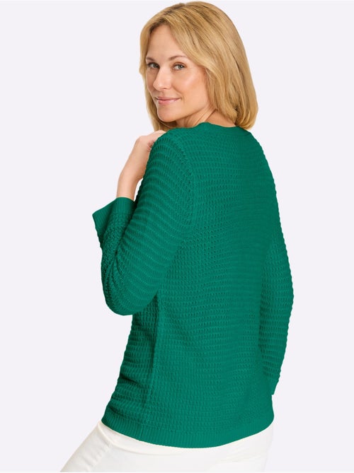 Pull à Manches 3/4 Finitions Côtelées - Taille Standard - Moda Vilona - Kiabi
