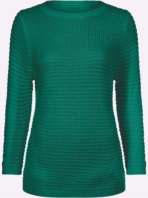 Pull à Manches 3/4 Finitions Côtelées - Taille Standard - Moda Vilona - Kiabi