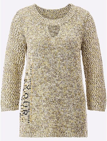 Pull à Manches 3/4 Joli Mélange De Fils - Taille Standard - Helline