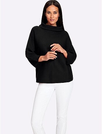 Pull à Manches 3/4 Large Col à Revers - Taille Standard - Helline