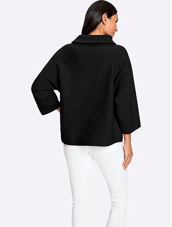 Pull à Manches 3/4 Large Col à Revers - Taille Standard - Helline