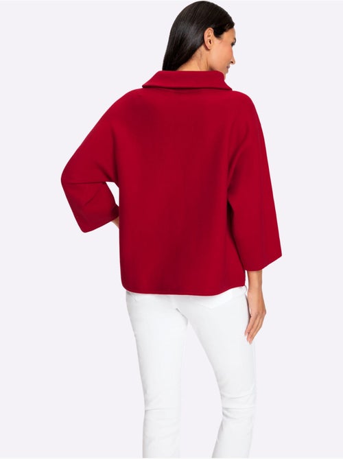 Pull à Manches 3/4 Large Col à Revers - Taille Standard - Helline - Kiabi Pull à Manches 3/4 Large Col à Revers - Taille Standard - Helline - Kiabi