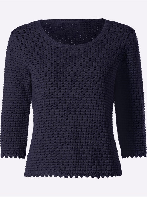 Pull à Manches 3/4 Motif Ajouré Transparent Discret - Taille Standard - helline - Kiabi