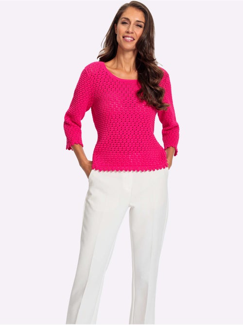 Pull à Manches 3/4 Motif Ajouré Transparent Discret - Taille Standard - helline - Kiabi