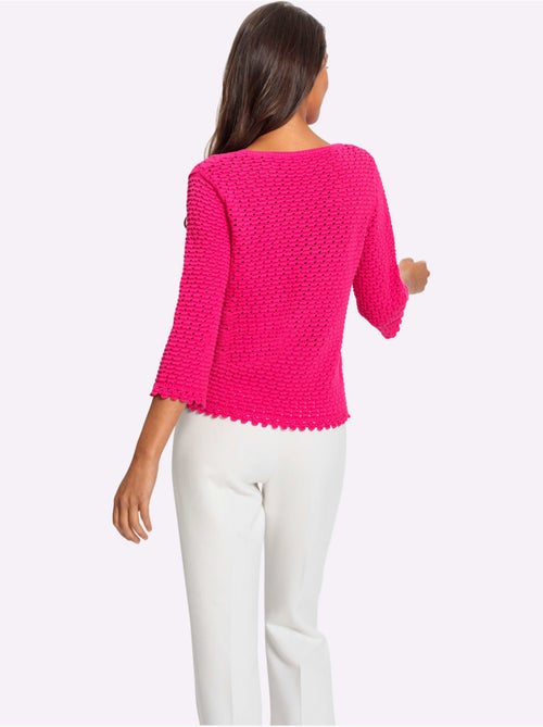 Pull à Manches 3/4 Motif Ajouré Transparent Discret - Taille Standard - helline - Kiabi