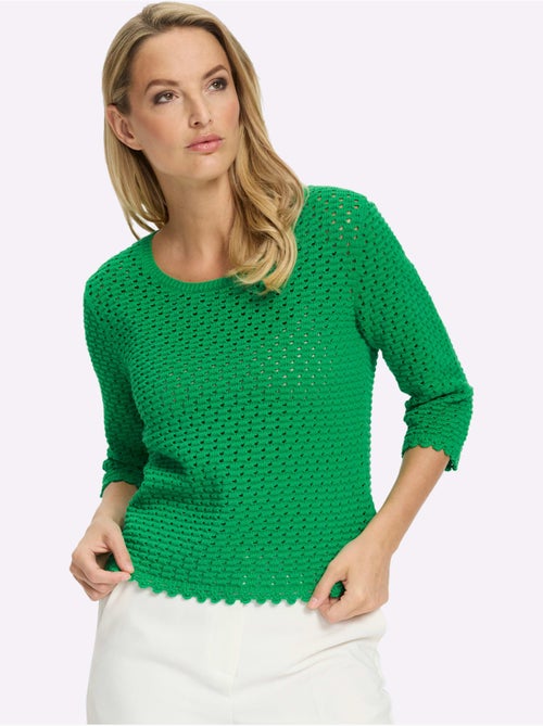 Pull à Manches 3/4 Motif Ajouré Transparent Discret - Taille Standard - helline - Kiabi