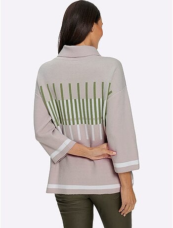 Pull à manches 3/4 motif graphique - taille standard - helline