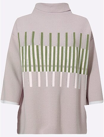 Pull à manches 3/4 motif graphique - taille standard - helline