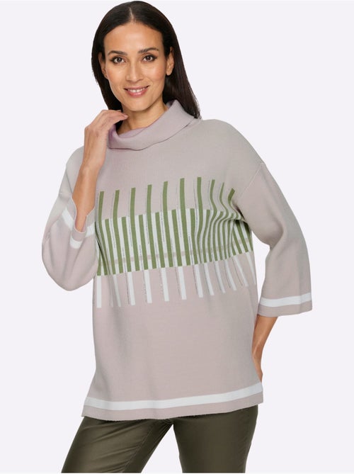 Pull à manches 3/4 motif graphique - taille standard - helline - Kiabi