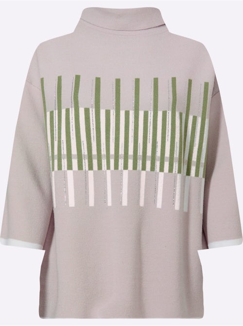 Pull à manches 3/4 motif graphique - taille standard - helline - Kiabi