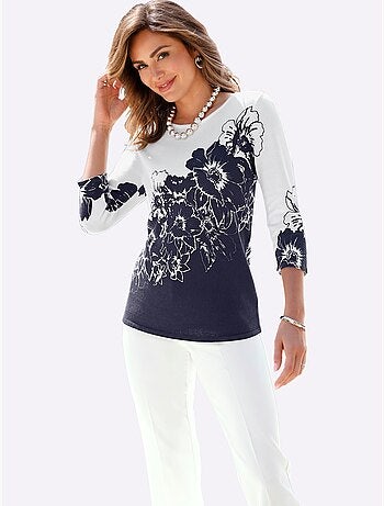 Pull à Manches 3/4 Motif Imprimé - Taille Standard - Witt